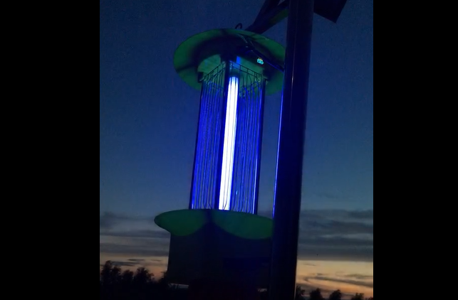 夜晚中的杀虫灯 杀虫声音像炒豆
